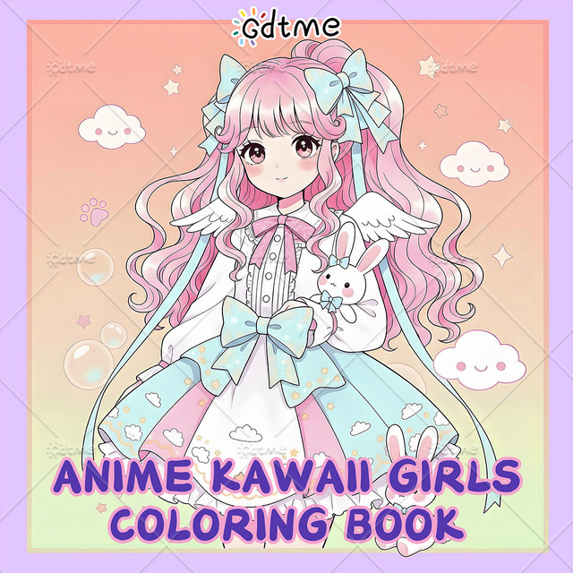 GDTME Anime Kawaii Mädchen Malbuch, für Erwachsene, Mehrfarbig - Bild 1
