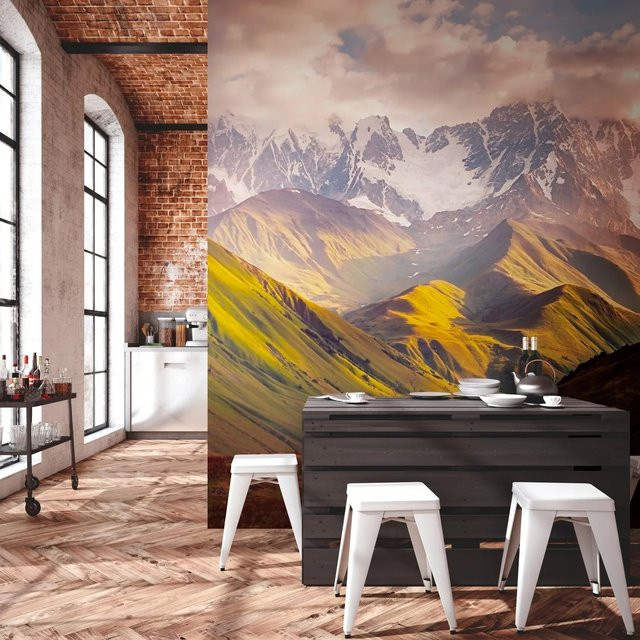 PROFHOME Fototapete Landschaft Natur in Grün und Braun, Mural aus Vlies, Matt, Breite: 3,71 m, Höhe: 2,80 m - Bild 1