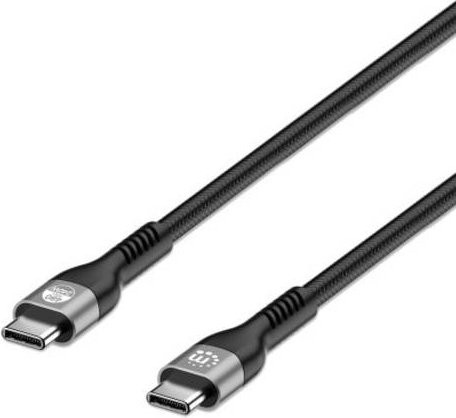 Manhattan USB-C Ladekabel Schwarz 2,00 m doppelt geschirmt - Bild 1