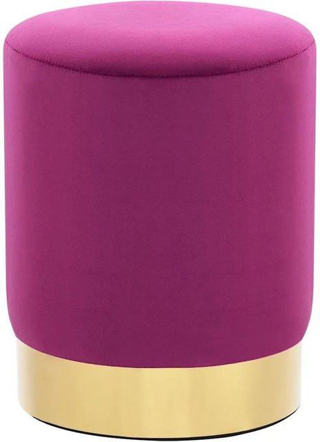 vidaXL Hocker aus Samt in Lila und Gold mit Metallgestell, Durchmesser: 28 cm, Höhe: 36 cm - Bild 1