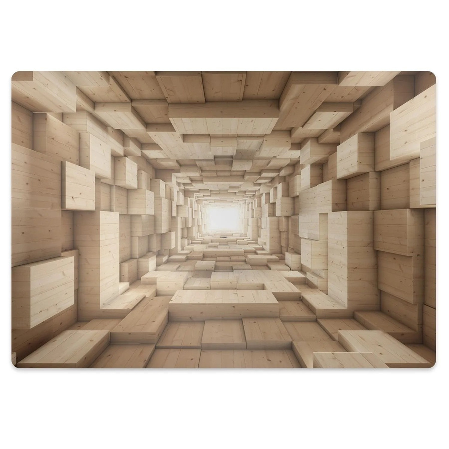 Tulup Bodenschutzmatte Holzabstraktion für Bürostühle und Schreibtische, Farbe: Weiß/Braun, B/T: 140 x 100 cm - Bild 1