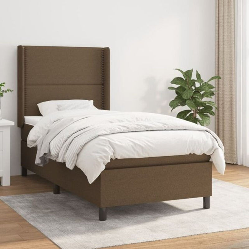 vidaxl Boxspringbett mit Matratze aus Stoff in Braun, B/T/H: 90 x 190 x 128 cm - Bild 1