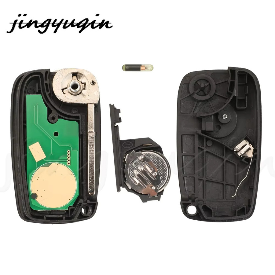 Jingyuqin Klappbarer Fernbedienungs-Autoschlüssel 433MHz Megamos Crypto ID48 für Fiat Ducato Citroen Relay Peugeot Boxer Lancia mit SIP22-Klinge in Schwarz - Bild 3