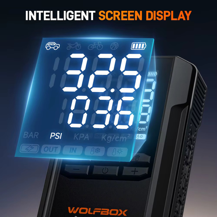 WOLFBOX JS24AIR Starthilfe und Luftkompressor 4000A, 12V Autobatterie-Booster mit 160PSI Reifenfüller und LED-Licht, Schwarz - Bild 4