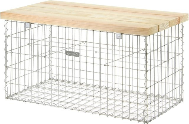 BELLISSA Gabionenbank Profi aus Stahl und Douglasienholz in Silberfarben, B/H/L: 55 x 54 x 105 cm - Bild 1