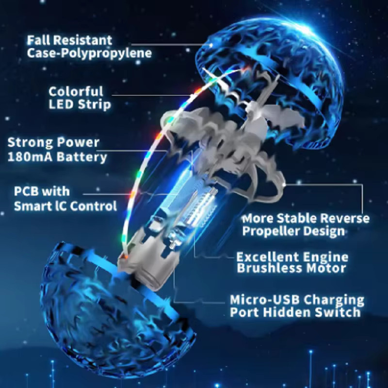 Hot Toys Kosmischer Globus, Fliegender Ball, handgesteuert, farbige LED - Bild 3