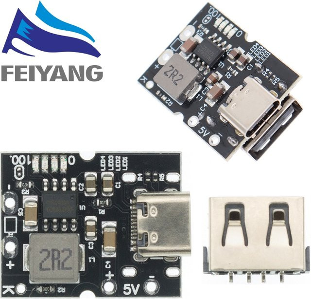 SAMIROB USB Typ-C Step-Up Boost Converter Modul mit LED-Display für Lithium-Batterie-Ladegeräte, Schwarz - Bild 1