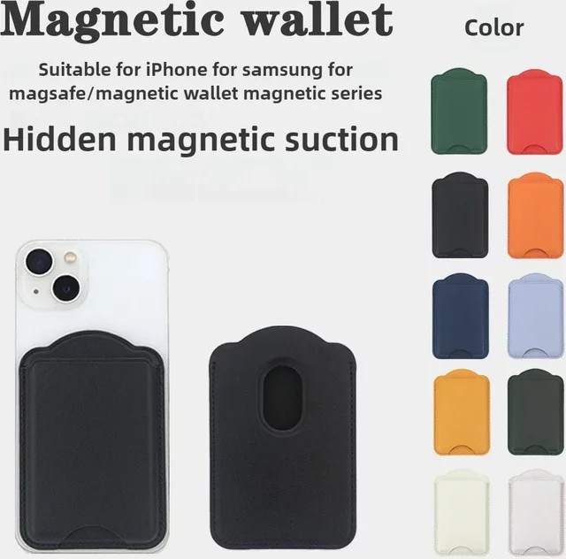 MagSafe Magnetische Leder Brieftasche als Kartenhalter für iPhone 16, iPhone 15 Pro Max sowie Samsung Galaxy S25 und S24 Ultra in Weiß - Bild 1