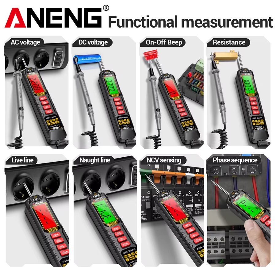 ANENG A3016 Mini Smart Pen Multimeter Digitaler AC/DC Spannungsprüfer mit NCV Induktion und Hintergrundbeleuchtung in Schwarz - Bild 5