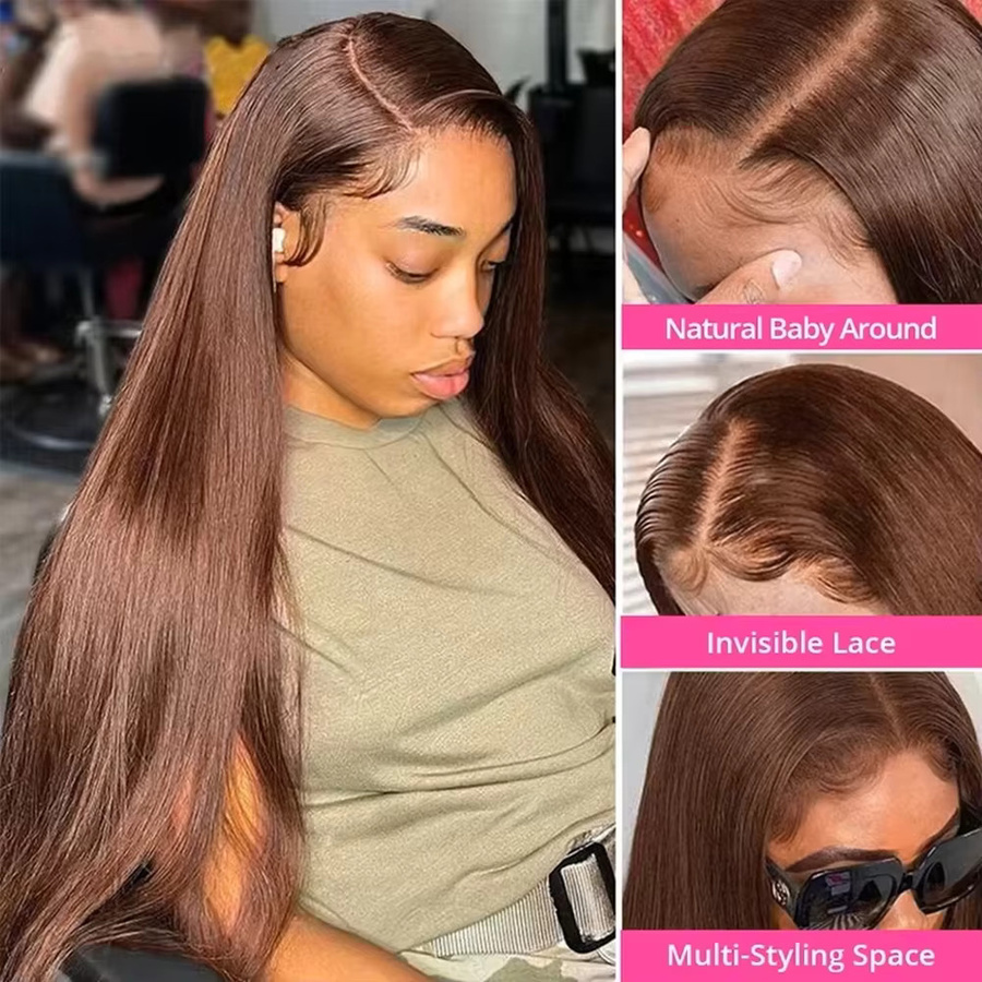 Cheetahbeauty Echthaarperücke, Schokoladenbraun, HD-Lace-Frontal, Damen - Bild 2