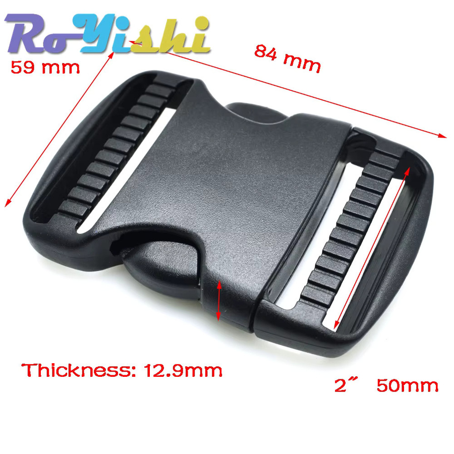 RoYishi Kunststoff Seitenschnallen doppelt verstellbar für Molle Taktik-Rucksäcke und Gürtel, Schwarz, 20-50 mm - Bild 2