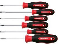 Gedore red Schraubendreher-Set 6-teilig mit Schlitz und Kreuzschlitz, 2-Komponenten-Griff, Schwarz/Rot, R38002006 - Bild 1