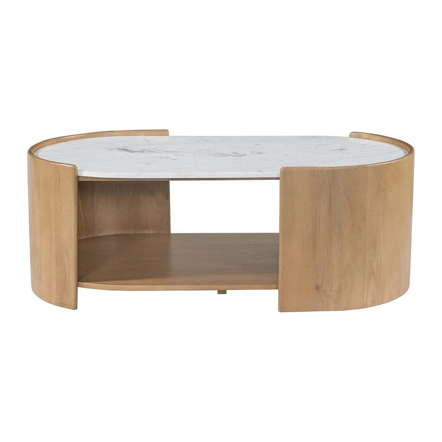 Vente-unique Couchtisch Islara aus Mangoholz und Marmor in Weiß, B/T/H: 110 x 60 x 38 cm - Bild 2
