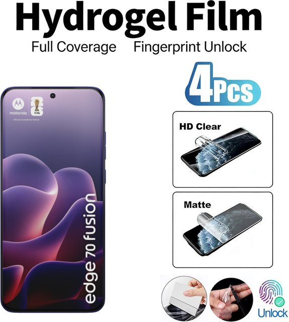 4er-Pack Hydrogel-Displayschutzfolie für Motorola Edge 70 Ultra, Edge 70 Fusion, Plus, Moto G Stylus, G Power und G Play 5G, transparent - Bild 1