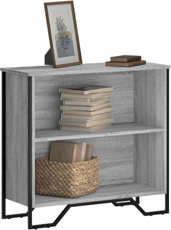 Bücherregal Vidaxl in Grau Sonoma aus Holzwerkstoff und Metall, Modernes Design, B/T/H: 80 x 31 x 74,5 cm - Bild 1