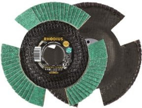 RHODIUS TOPline VISION COOL Fächerschleifscheibe für Metall, Farbe: Grün, Durchmesser: 115 mm, Bohrung: 22,23 mm, Körnung: K60 - Bild 1