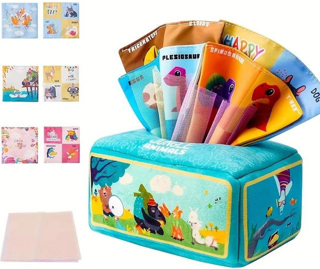 Binchi Baby-Taschentuchbox-Spielzeug, Montessori Lernspielzeug, ab 0 Jahre, Tiere, Plüsch / Textil, Bunt / Mehrfarbig - Bild 1