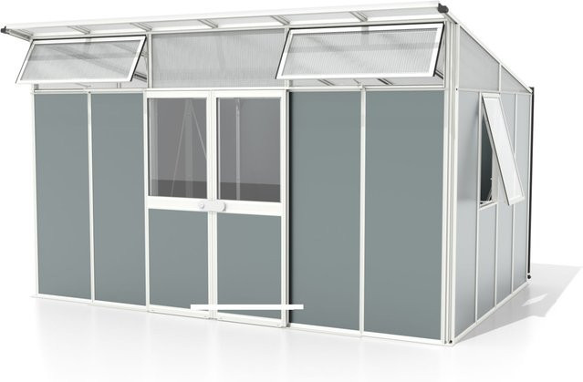 Vitavia Gerätehaus Kosmos aus Metall in Weiß und Salbeigrün, B/H/T: 392,8 x 242,3 x 295 cm - Bild 1