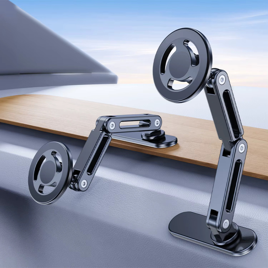 VIKEFON Magnetische Desktop Laptop Handyhalterung mit langem verstellbarem Arm und selbstklebender Basis für MagSafe iPhone und Samsung, Schwarz - Bild 4