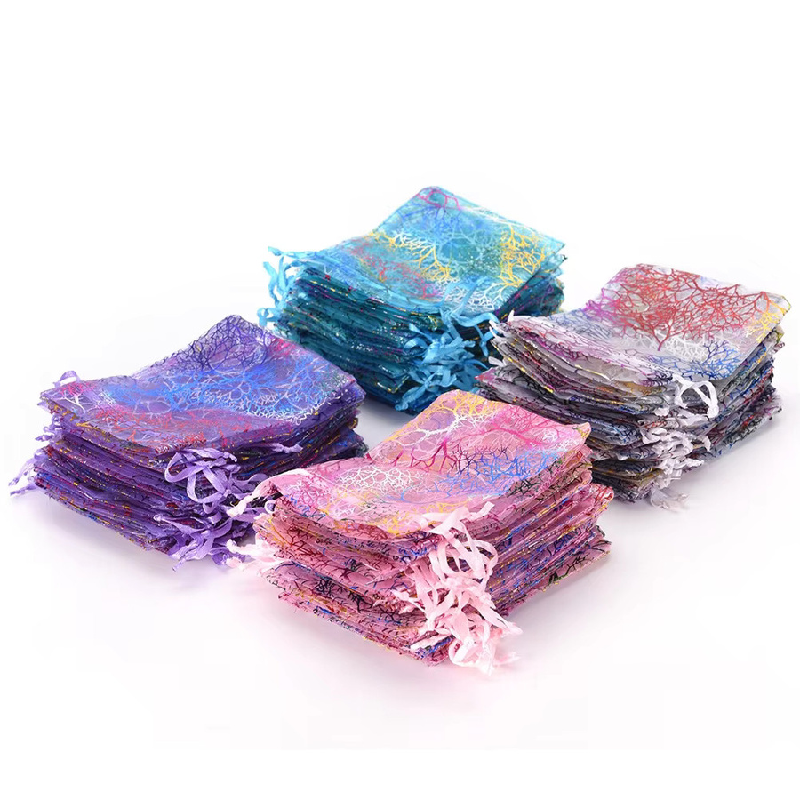 100 Stück bunte Organza-Schmuckbeutel mit Kordelzug für Hochzeiten und Geschenke - Bild 2