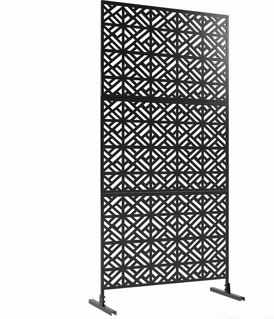 Outsunny Dekorativer Sichtschutz-Paneel für den Garten mit geometrischem Muster aus Metall, Schwarz, B/T/H: 92 x 40 x 192 cm - Bild 1