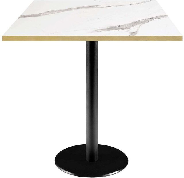 RestooTab Tisch Rome quadratisch in Stein-Optik, B/T/H: 70 x 70 x 75 cm, Platte weiß/grau, Gestell schwarz - Bild 1