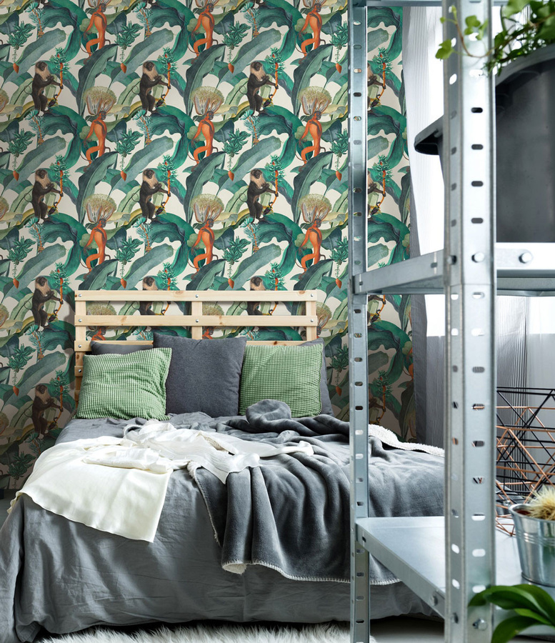 MINDTHEGAP Tapete Bermuda WP20155 mit floralem Naturmotiv in Grün, Türkis und Multicolour aus Vlies - Bild 1