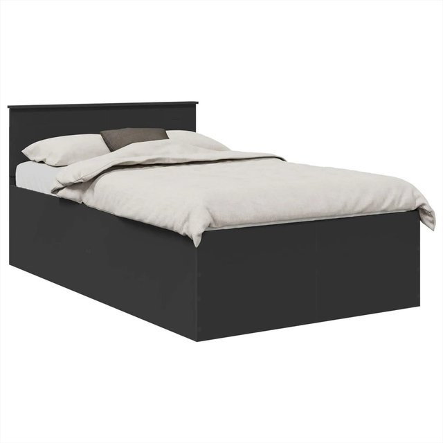 vidaXL Bettrahmen mit Kopfteil in Schwarz aus Holzwerkstoff, B/T/H: 120 x 190 cm - Bild 1