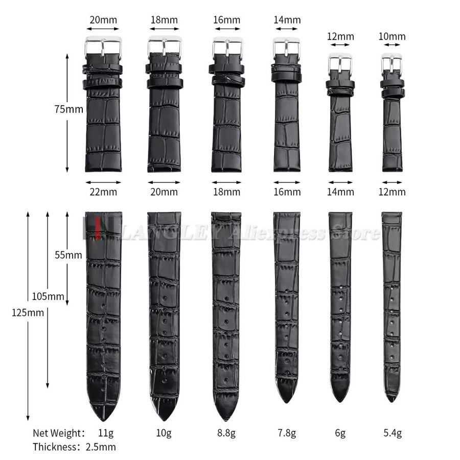 Uhrenarmband Leder, Bambusmuster, Schwarz, Unisex - Bild 3