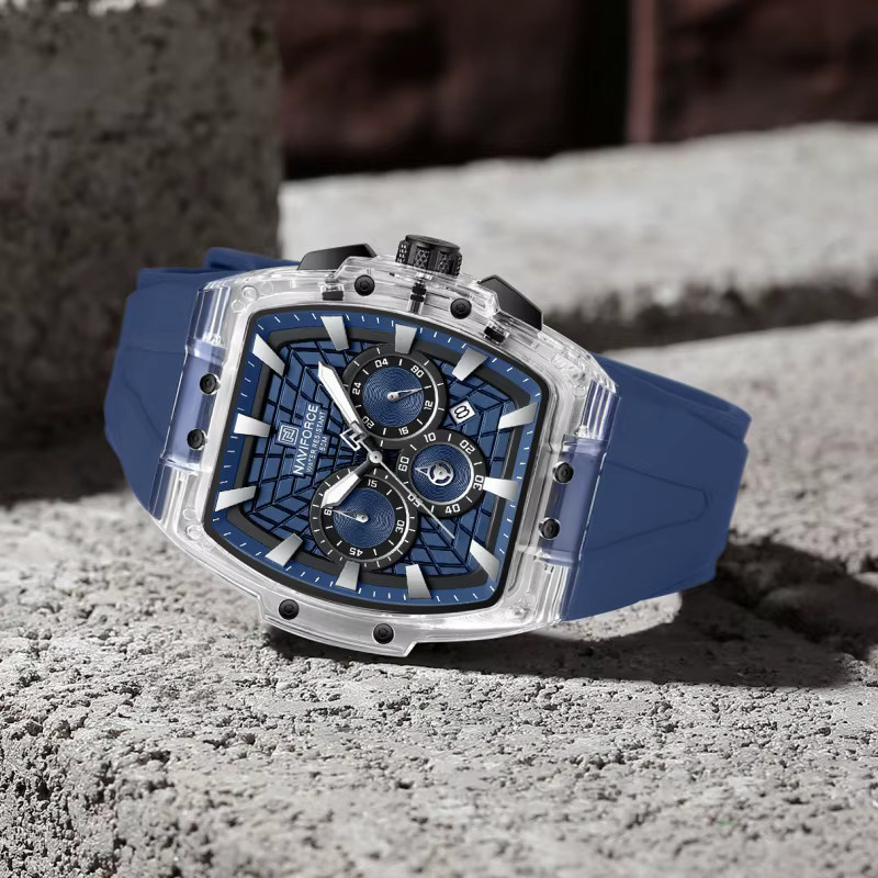 NAVIFORCE Chronograph, Quarz-Armbanduhr, Silikon, Blau, Schwarz, Herren - Bild 6
