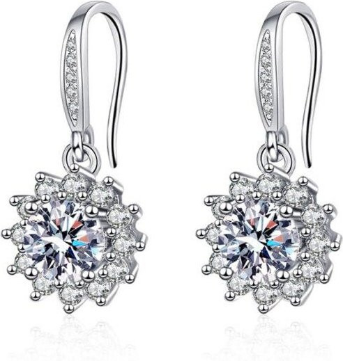Ohrring Anhänger 925 Silber, Zirkonia, Damen, Sonne Blume - Bild 1