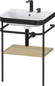 Duravit Möbelwaschtisch-Kombi Happy D.2 Plus in Weiß mit Konsole und Keramikwaschbecken, B: 57,5 cm, T: 49 cm, H: 85 cm - Bild 1