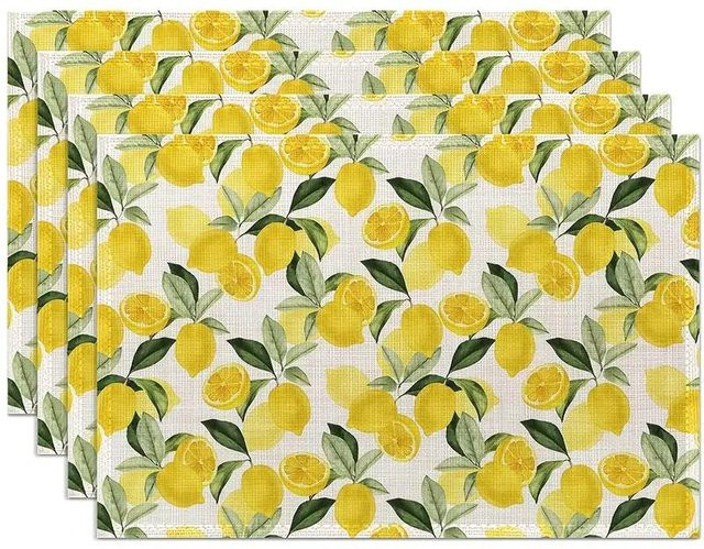 JF TableLinen Platzset mit Zitronenmuster aus Leinen in Multicolor - Bild 1