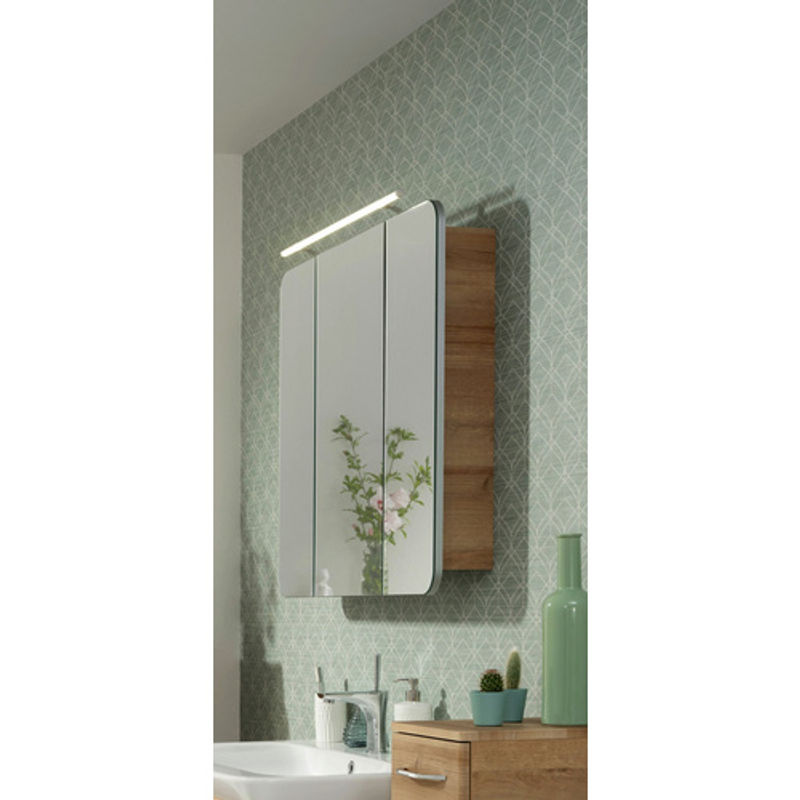Fackelmann Spiegelschrank MILANO in Asteiche und Grau mit LED-Beleuchtung und Softclose-Türen, B/H/T: 89,9 x 78 x 15,8 cm - Bild 3