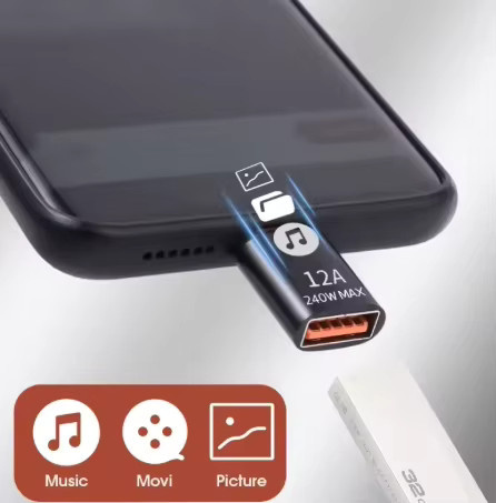 12A USB 3.0 auf Typ C Adapter mit LED OTG Funktion, USB C Stecker auf USB A Buchse, Multicolor, kompatibel mit iPhone 15, Tablet, Notebook und Android Smartphones - Bild 3