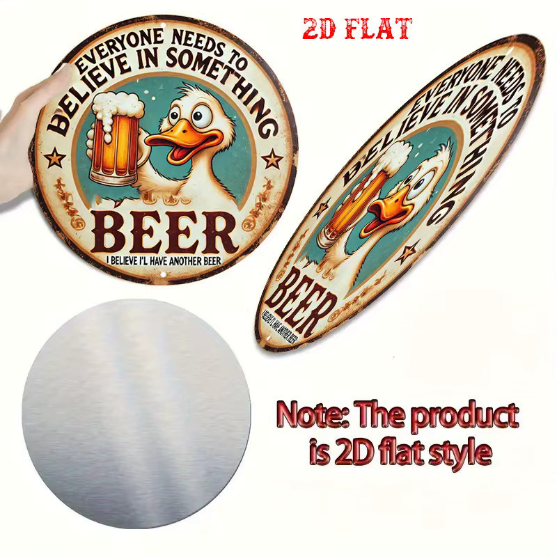 Rundes Aluminium-Blechschild Potdemiel in Orange für deine Bier-Wanddekoration im rustikalen Stil, Durchmesser: 20 cm - Bild 5