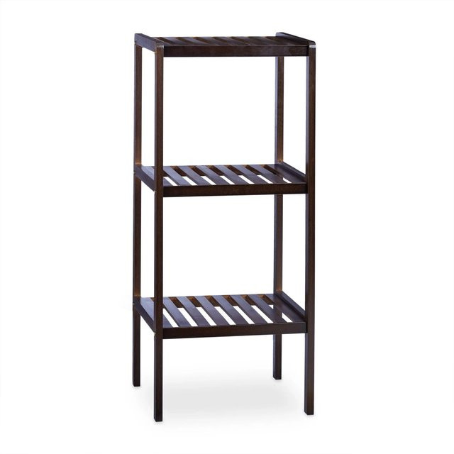 Relaxdays Badregal aus Bambus in Braun mit 3 Ablagen, B/T/H: 80 x 34,5 x 33 cm - Bild 1