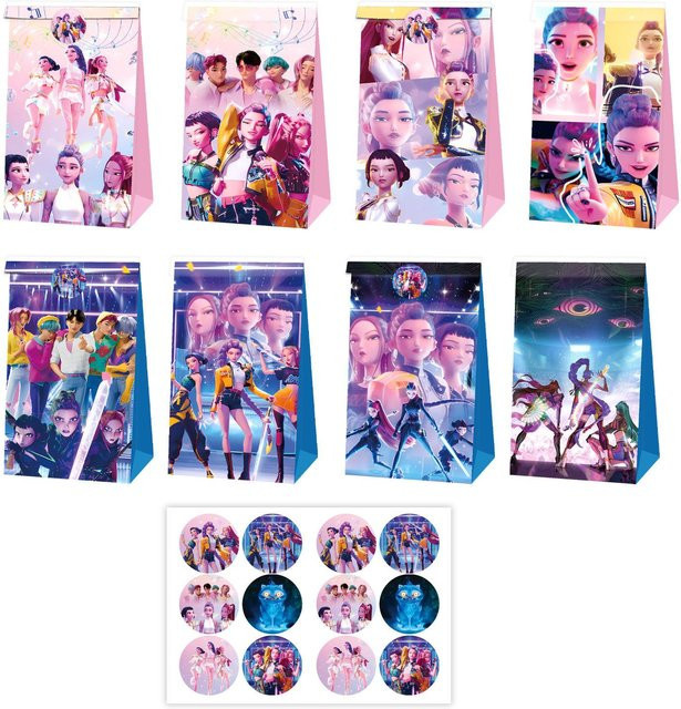 36 Stück K-Pop Dämonenjäger Cartoon Papiergeschenktaschen mit Henkeln in Mehrfarbig für Süßigkeiten und kleine Geschenke von Yiran toy 1 - Bild 1