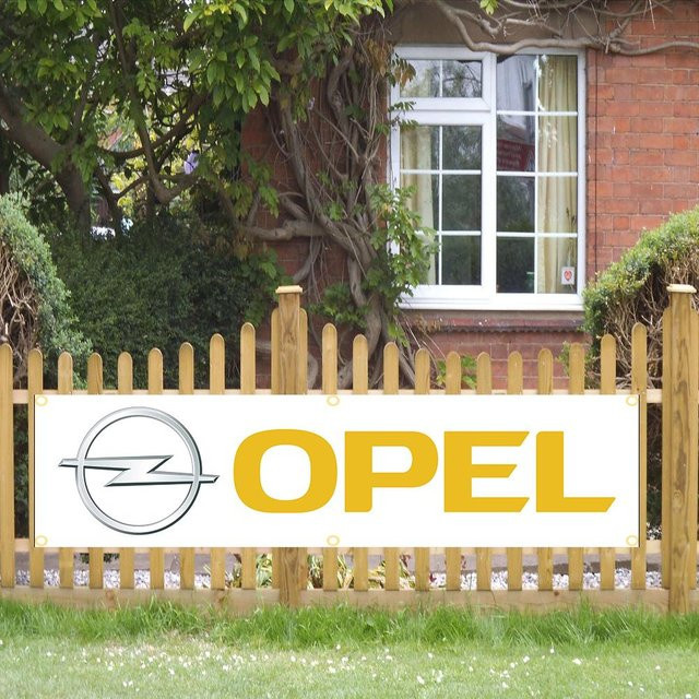 Opel Auto Banner Fahne aus Polyester für Garage oder Außen Dekoration, Weiß, B/H: 45 x 180 cm - Bild 1