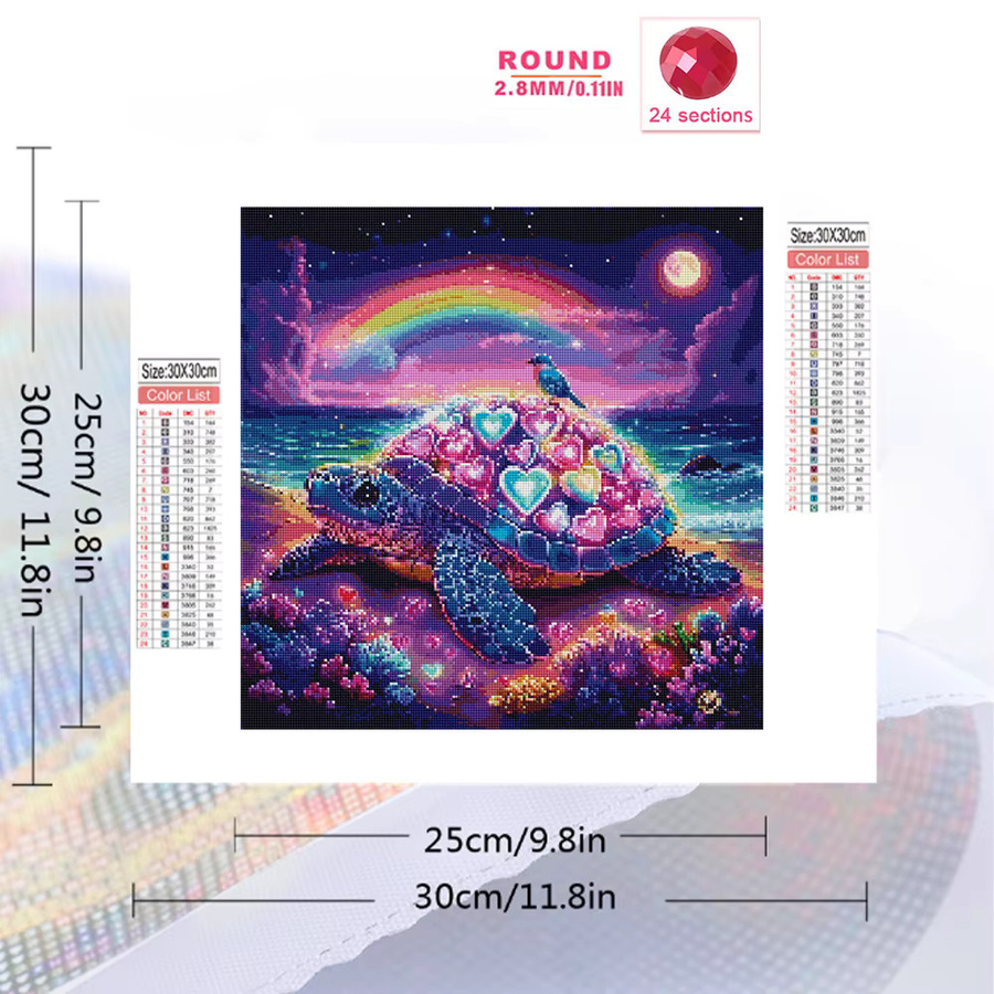EverShine Diamant-Stickerei Meeresschildkröte als Mosaik-Gemälde in Multicolour, B/B/H: 20 x 20 x 20 cm - Bild 2