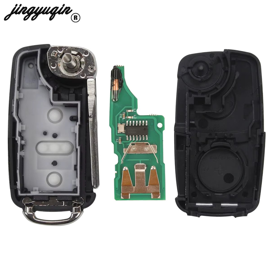 Jingyuqin Fernbedienungsschlüssel 434MHz ID48 für VW Golf Mk6 Kombi, Caddy, Eos, Jetta, Polo, Scirocco, Tiguan sowie Skoda und Seat Cordoba in Schwarz - Bild 5