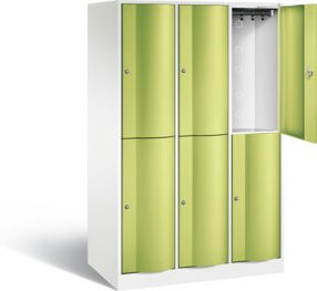 C+P Spind Resisto doppelstöckig XL mit Drehzylinderschloss und Garderobenstange, Front Viridingrün, Korpus Verkehrsweiß, H x B x T: 195,0 x 114,8 x 64,0 cm - Bild 1