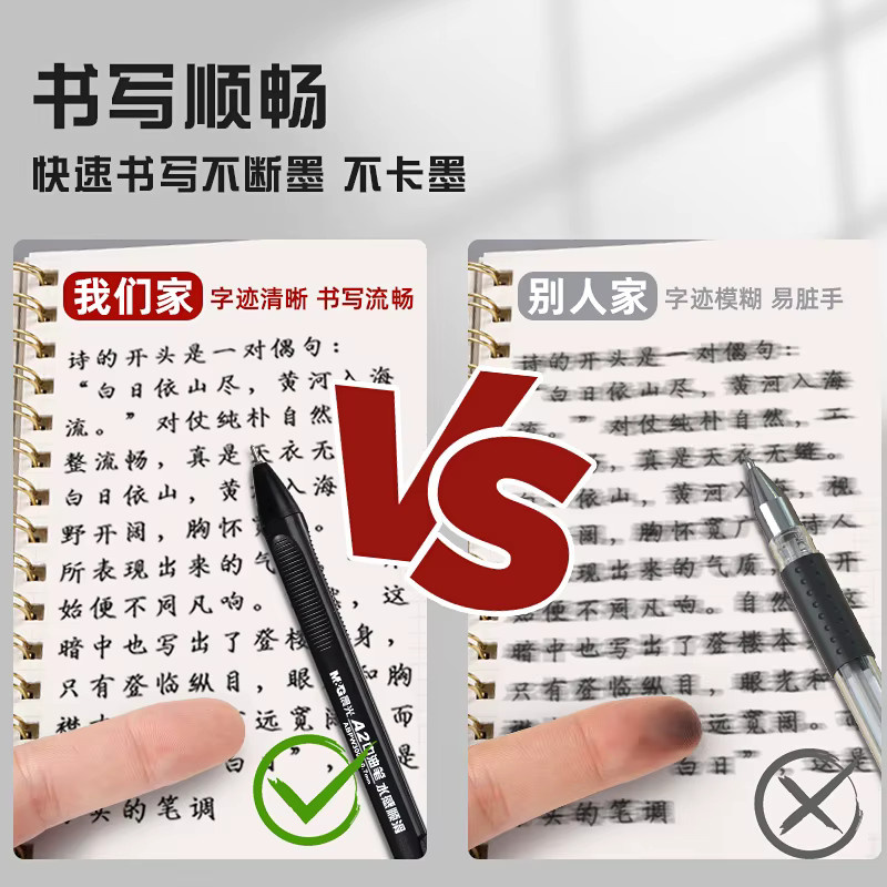 M&G Push-Button Kugelschreiber mit ölbasierter Tinte in Schwarz und Blau, 0,7 mm Schreibstärke - Bild 2