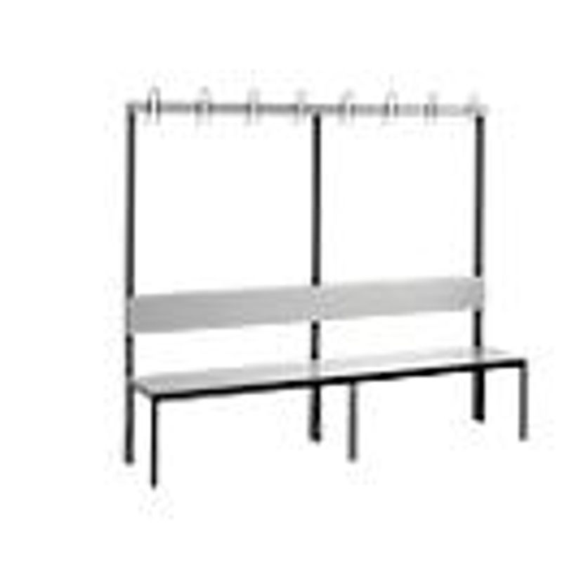 C+P Garderobenbank Basic Plus mit Rückenlehne, Gestell Schwarzgrau, Dekor Silbergrau, H x B x T: 165,0 x 196,0 x 40,7 cm - Bild 2