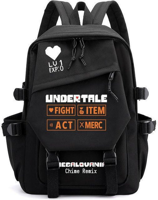 3-teiliges Schulrucksack-Set Undertale in Schwarz aus Oxford-Stoff mit Schultasche und Federmäppchen - Bild 1