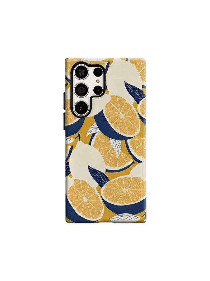 Stoßfeste Doppelschicht-Handyhülle mit Zitronenscheiben-Design für Samsung Galaxy S26 S25 S24 S23 Ultra Plus in Gelb und Marineblau - Bild 6