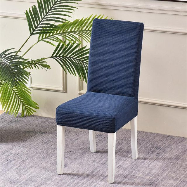 Elastischer Jacquard Esszimmerstuhlbezug in Blau für Universalgröße - Bild 1