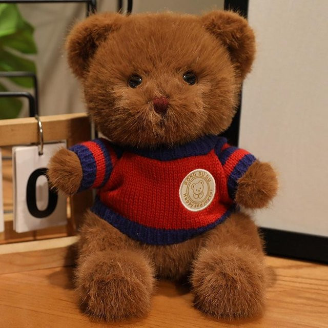 Herz Pullover Bär, Plüschtier, 20cm, braun, ab 14 Jahren - Bild 1