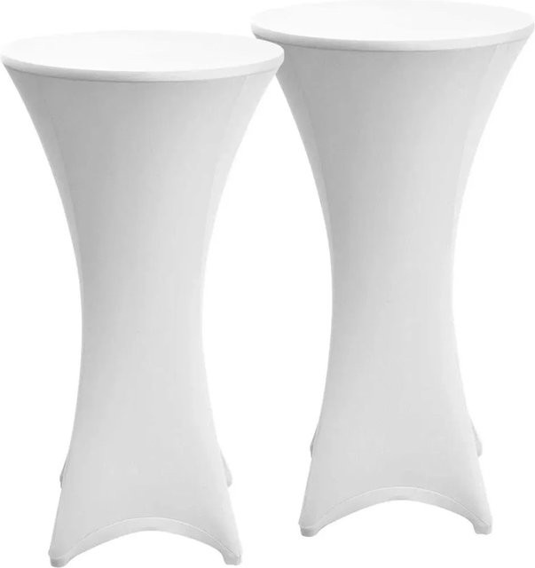 Beautissu Stella Stehtischhusse aus Stretchstoff in Weiß, 2-teiliges Set, Durchmesser: 60 cm - Bild 1