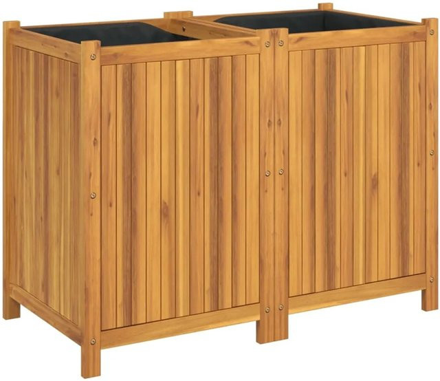 vidaXL Pflanzkübel mit Einlage aus Akazien-Massivholz, braun, B/T/H: 100 x 50 x 75 cm - Bild 1